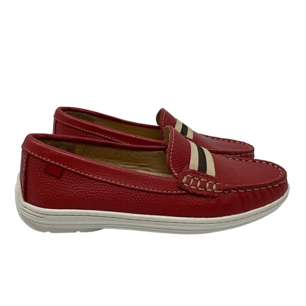 Marc Joseph New York Kids Mulberry Red Pebble Leather Loafers Size 13